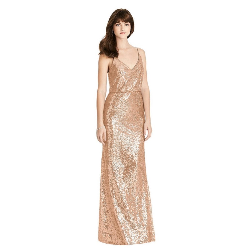 After Six Rose Gold Sequin Maxi Dress